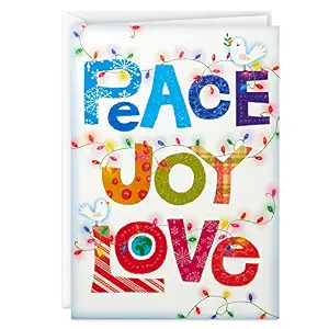 Hallmark UNICEF Boxed Christmas Cards, Peace Joy Love Lettering (12 Cards and 13 Envelopes)