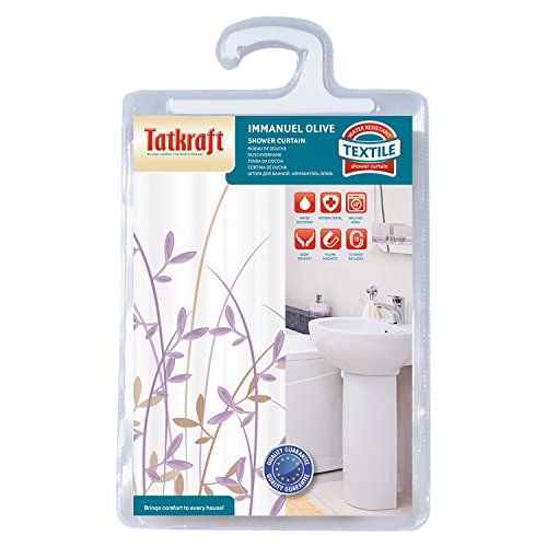 Tatkraft Immanuel Olive Duschvorhang 180X180 cm Wasserabweisendes Textil Polyester 12 Vorhangringe - 4