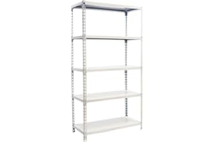 Simon Rack Estanterias Metalicas, 2000x1200x400 mm, 5 Baldas de Metal, 200 kg de Punto Flexión, Estanterias Almacenaje, Blanco - Simonclick