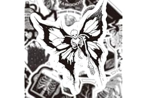 CHAMVIS Lot de 100 autocollants gothiques noirs et blancs autocollants gothiques imperméables en vinyle tête de mort autocollants autocollants graffiti pour bagages, ordinateur portable, skateboard, moto