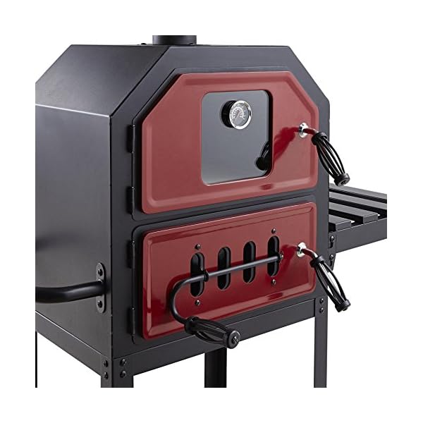 New Tesco Multifunction Charcoal Pizza Oven With Side Shelf Red