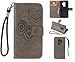 Produktbild Samsung Galaxy S9 Plus Hülle, KingSang Lederhülle Ledertasche Eule Design Schutzhülle im Bookstyle für Samsung Galaxy S9 Plus Leder Case Cover mit Ständer Grau