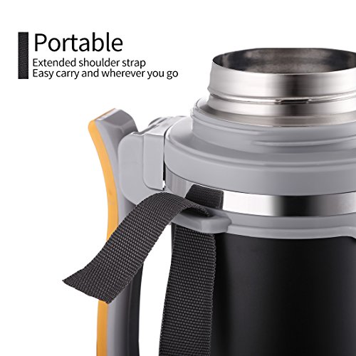 Oneisall GYBL074 2 l Edelstahl-Thermosflasche, Isolierflasche – doppelwandiger Edelstahl (BPA-frei), mit Trinkbecher, zum Wandern/Camping/Sport und mehr, edelstahl, blau - 8