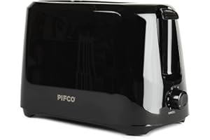 PIFCO® Black Toaster 2 Slice - 700W - 6 Browning Controls & Anti-Jam Function - Compact Design 2 Slice Toaster - Easy to Clean with Removable Crumbs Tray