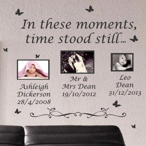Amazing Sticker Wandtattoo, Motiv englischsprachiges Zitat "In These Moments Time Stood Still", schwarz, XL