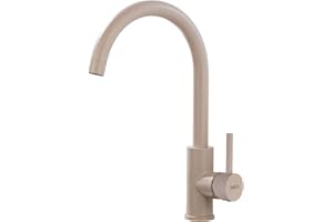 ONECE Rubinetto Cucina Farina D'avena, Miscelatore Monocomando con Beccuccio Girevole a 360°, Rubinetti per Lavello Acciaio Inox 304, Acqua Fredda e Calda, Aeratore Rimovibile, Avena