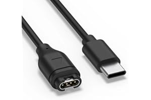 GPUCONNECT Garmin Charger USB-C Compatible with Forerunner, Fenix, Vívoactive, Approach, Vívomove Sport, Venu Plus, Active, Swim2, Quatix 5 & more.1m long, fast, compact and safe Garmin smartwatch charging cable