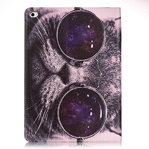 iPad Air 2 Hülle,iPad 6 Case,iPad Air 2 Ledertasche – Felfy PU Ledertasche Luxe Bookstyle Flip Standfunktion Magnetverschluss Ledertasche Muster Eule Schmetterling Pfingstrose AugeBunte Malerei Retro Painted Abdeckung Schutzhülle Ablösbar Handliche Case Tasche Etui für Apple iPad Air2 (iPad 6)(Domineering Katze) + 1 x Schwarz Stylus + 1 x Farbe Eule Dust Plug - 3