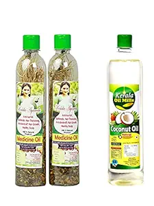 Kerala Ayurvedic Herbal Medicine Hair Oil Mix - ( With Coconut Oil 1 litre ) ( Pack Of 2)