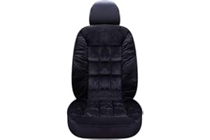 MARTIN KENCH 1 pcs Plüsch Auto Sitzauflage, Universal Vordersitzbezug Autositzbezug, Winter Warme Sitzkissenbezug für Auto Vollbezug (Schwarz)