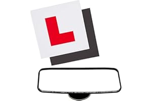 ShaniTech Fully Magnetic Strong Magnets 2 Pack L Plates, Suction Cup Rear View Mirror for Driving Instructor for Car Van, Learner L Plate