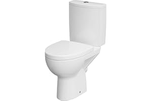 CERSANIT Stand WC mit Spülkasten Komplett | Toiletten mit Toilettensitz aus Duroplast mit Absenkautomatik | Kloschüssel mit Waagerecht Ablauf - 36 cm Breite | Stand WC aus Keramik | Farbe: Weiß