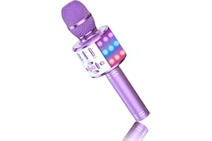 BONAOK Karaoké Microphone pour Enfants Karaoké Bluetooth Sing Microphone 4 en 1 sans Fil Effet Microphone Musique Karaoké Machine à Chanter pour la Maison Party (Violet Clair)