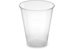 LogiPack GeRo Trinkbecher Made in Germany | Eichstrich 0,3l | Bierbecher Plastikbecher Einwegbecher aus Kunststoff PP (Polypropylen), Transparent klar | Ausschankbecher (100)