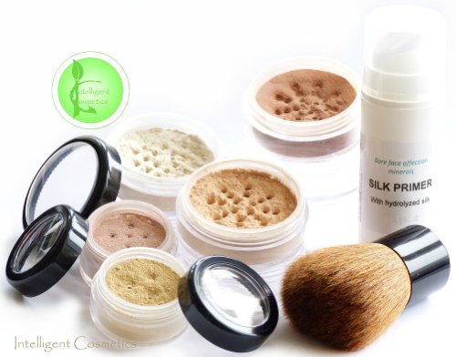 Intelligent Cosmetics® Mineral Makeup "MEDIUM BEIGE" 7 Piece Set Pure Minerals Foundation Sheer Finish Full Coverage