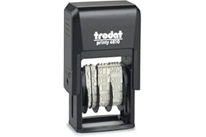Trodat Printy 4810 Timbro Datario Autoinchiostrante Colore Nero, Formato Data GG MMM (in lettere) AAA, Italiano, Altezza carattere 3,8 mm, Impronta 20x38 mm, Cartuccia Nera Inclusa, in astuccio ECO