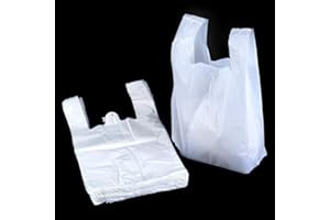 Sabco - 12 x 18 x 24" Strong White Vest Style Plastic Carrier Bags | Heavy Duty | 100% Recyclable Eco Friendly (100)