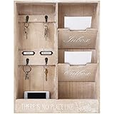 Dieser praktische Wandorganizer 'In & Out' mit der Aufschrift 'THERE IS NO PLACE LIKE HOME' ist komplett aus Holz gefertigt