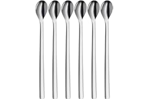 WMF Nuova Longdrinklöffel 6-teilig, lange Löffel 22 cm, Latte Macchiato Löffel, Joghurt, Cocktail, Cromargan Edelstahl poliert, spülmaschinengeeignet