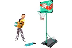 Sobebear kids & Adults Basketball Hoop Stand with Adjustable Height, Liftable Iron Hoop, Detachable Backboard Basketball Hoop Stand, Outdoor & Indoor Game for Girls & Boys 8+ Years