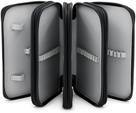Clairty 72 Inserting Portable Large Capacity Multi-layer Pencil Case for Colouring Pencils, Narrow Fineliner and Narrow Gel Pen (Pencils Not Included) (black)
