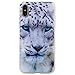 Produktbild iPhone X Hülle, Hozor 3D Muster Matte Handyhülle Ultra Slim Weich Silikon Backcover Kratzfest Bumper Case Schutzhülle Telefon-Kasten - Weiß Leopard
