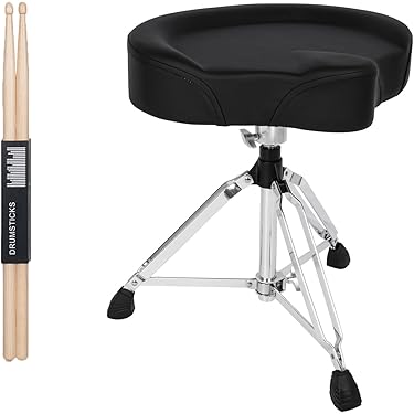 Drum Troon Gewatteerde Verstelbare Drum Seat Drumming Krukken Verstelbaar In hoogte met 5A Esdoornhout Stok, met Drie Antislip Rubberen Mouwen