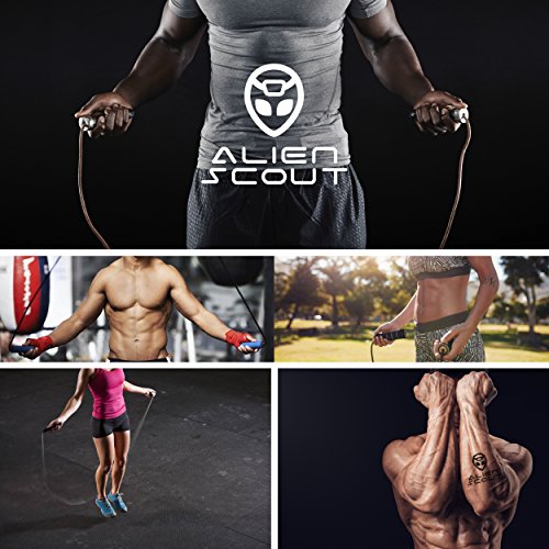 Springseil Speed Rope von Alien Scout – Modernes, professionelles, einstellbares Hochgeschwindigkeits-Springseil – Kugellager und Anti-Rutsch-Griffe – Sport- und Workout-Ausrüstung für Boxen, CrossFit, MMA und Fitness-Training – mit Extra-Seil und Tragetasche mit Kordelzug - 7
