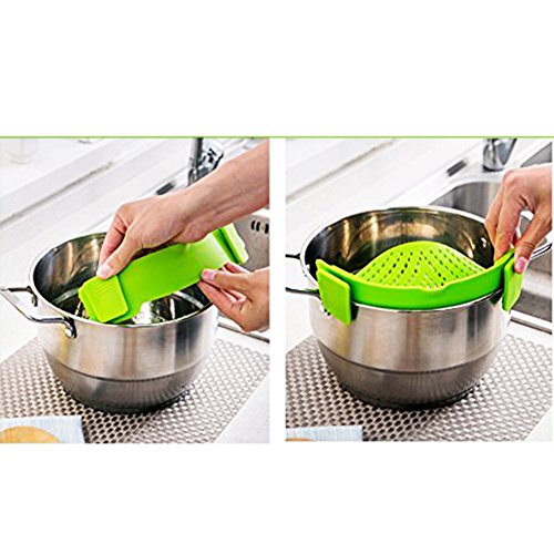 Snap Sieb Wechselrahmen Sieb Töpfe Trainer Küche Extras Silikon Clip-on Abtropffläche Seiher für Lebensmittel Entwässerung, Universalgröße passt alle Kochgeschirr - 5