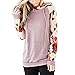 Produktbild JUSTSELL  Langarmshirts Pullover für Damen Herbst, Frauen Blumenmuster Patchwork Kapuzenpullove Rundhalsausschnitt Hoodie Pullover mit Kängurutasche Sweatshirt Casual Kapuzenpullove Tops