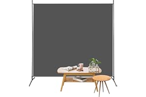 Joparri Biombo de 180 x 180 cm, separador de ambientes, 1 pieza divisor plegable, pantalla de protección visual ajustable para oficinas, balcones (antracita)