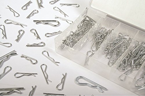 Lorjoyx 100PCS Heavey Duty Zinco dei Capelli Placcato coppiglia R della Clip Pin Hitch trattorino Mpver Pins And Storage Box