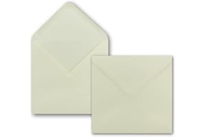 NEUSER PAPIER 50x Sobre cuadrado 15 x 15 cm -Color: Champán (crema) - 100 g/m²- Cola húmeda con solapa en punta - Para ocasiones muy especiales