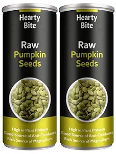 Hearty Bite Raw Pumpkin Seeds For Eating, Plant Based Protein Snack, Rich in Fibre, Antioxidants & Omega Fatty acids, Vegan & Keto Friendly Snacks for Kids & Adults (Pack of 2)