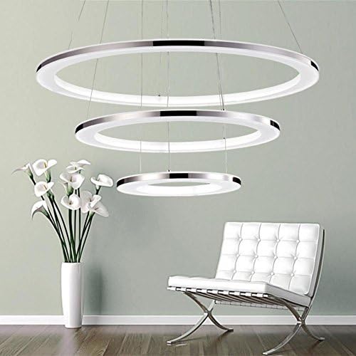 IAGM Pendant Lights Ring Chandelier Acrylic LED Simple Modern Creative Restaurant Living Room Art Lighting 30 + 50 + 70 68W