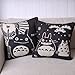 Produktbild Totoro Pair of Black Totoro Series Print Decorative Pillow Covers 45CMx45CM Linen Throw Pillow Covers Sofa Cushions Black, 45cm x 45cm by Totoro