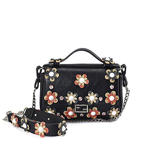WMA-Flor Bolsos De Dama Mini Bandolera Pequeña Bandolera Moda Personalidad Bolsa De Hombro,Black