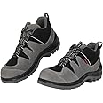 Karam FS211 Suede Buff Leather Safety Shoes for Men | Double Density | Steel Toe Cap | Antistatic, Antislip & Oil Resistant | Grey