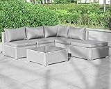 Witterungs- und UV-beständiges Polyrattan, sehr pflegeleicht, aufwendiges und gleichmäßiges Geflecht von erfahrenen ausgebildeten Weberinnen aus Handarbeit, stabile mehrfach verstrebte Bauweise.