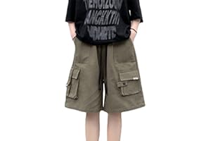 LINSENNIA Bermuda Cargo Pantaloncini Donna Larghi Lunghezza Ginocchio Cotone Vita Alta Shorts Estivi Harajuku