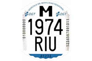 RiuScooter Matrícula para Patinete Eléctrico VMP, Homologada DGT, 65mm x 52,8mm