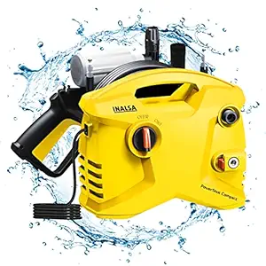 Inalsa High Pressure Washer Professional PowerShot Compact-1800W|100% Pure Copper Motor|Pressure-135 Bar, Max Flow-408 l/h, 6m High Pressure Hose Pipe for Cleaning Homes, Cars, Garden, (Yellow/Black)