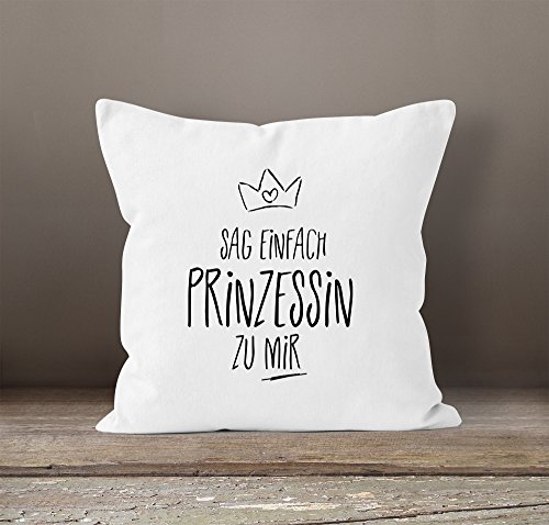 Kissenbezug mit Spruch, Sag einfach Prinzessin zu mir, Kissen-Hülle, Deko-Kissen, 40×40, Baumwolle, Moonworks® weiß unisize - 2