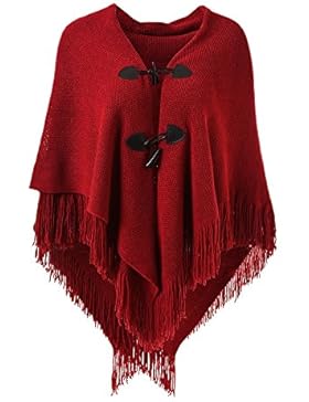 Ferand Poncho-Schal in lässiger Passform mit stylischen Hornknöpfen, V-Ausschnitt und V-Saum für Frauen