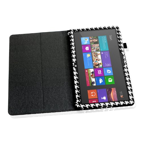 Fintie Schutzhülle Flip Case mit Stylus Halterung für Microsoft Surface RT/Surface 2 26,9 cm nicht kompatibel mit Windows 8 Pro – – ZG-Houndstooth Schwarz Surface 2 / Surface RT - 7