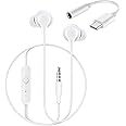Type-C Earphones for vivo T3 Ultra/T 3 Ultra Earphones Original Like Wired in-Ear Headphones Stereo Deep Bass Headset Earbud with Type-C to 3.5mm Audio Jack, Mic (TVI2, White)