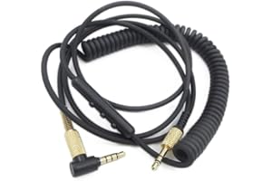 Yaowanguan Kabel zdalnego sterowania do słuchawek Marshall Major IV 4,Major 2 II,Monitor Mid BT,wymienny przewód kablowy spiralny 3,5mm do 3,5mm (1,25m/4,1 stopy, przedłuż do 1,8m/5,11 stopy, czarny)