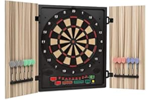 OneConcept Dartmaster 180 - Jeu de fléchette, Jeux de fléchette électronique, Cible flechette, 27 Jeux, 150 Variantes, 8 Joueurs Max, 9 Touches, Affichage LED, 12 fléchettes