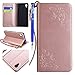 Produktbild FESELE Rose Blume Schutzhülle für [Sony Xperia XA1] Brieftasche Hülle Leder Tasche Flip Case Handyhülle mit Standfunktion und Magnetverschluss Muster, Sony Xperia XA1 Schmetterling Butterfly Rose Flower Strap Bookstyle Retro Flip Hülle Wallet Cover Kartenfach Ledertasche Leder-Mappen-Karten-Slot-Abdeckung für Sony Xperia XA1 + Blau Eingabestift Stylus Touch Pen-Rose Gold