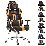 CLP Fauteuil de Bureau Gaming XL Limit Tissu I Chaise de Bureau Racing Hauteur Réglable Pieds à roulettes I Confortable Ergonomique I Couleur: Noir/Orange, sans Le Repose-Pieds
